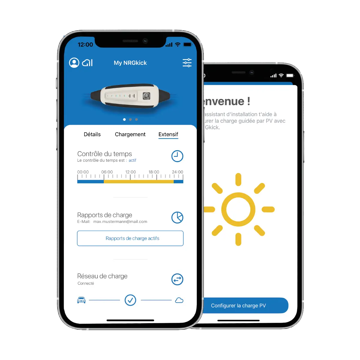 Captures d'écran de l'application NRGkick