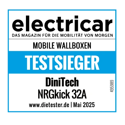 Award für Testsieger NRGkick 32A von electricar