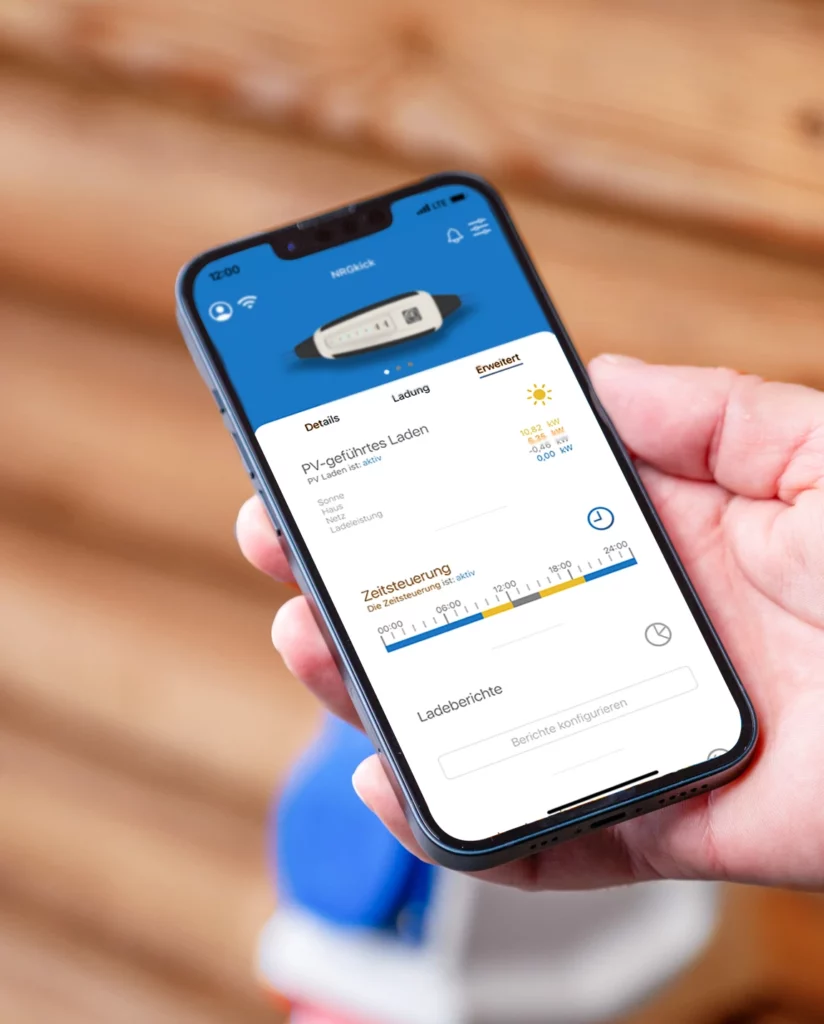 NRGkick-App visualisiert Pv-Laden mit der 11 kW Wallbox für E-Auto.