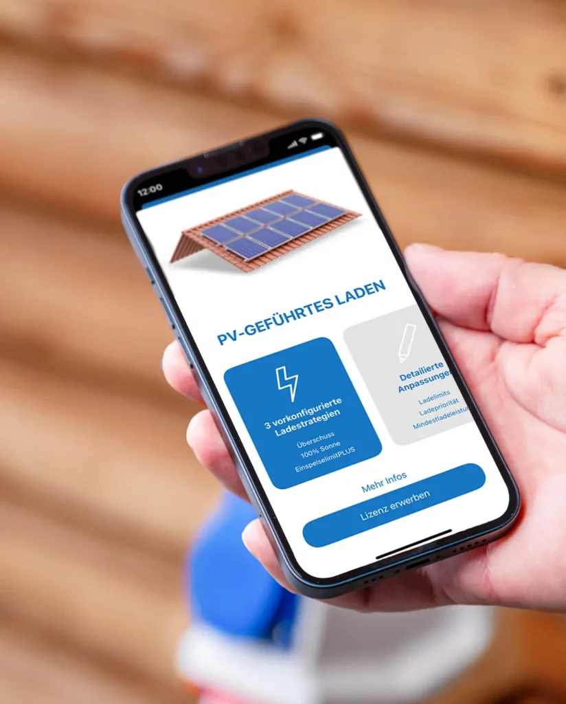 Mit der NRGkick-App PV-Überschussladen aktivieren, um PV-Strom fürs E-Auto zu nutzen.