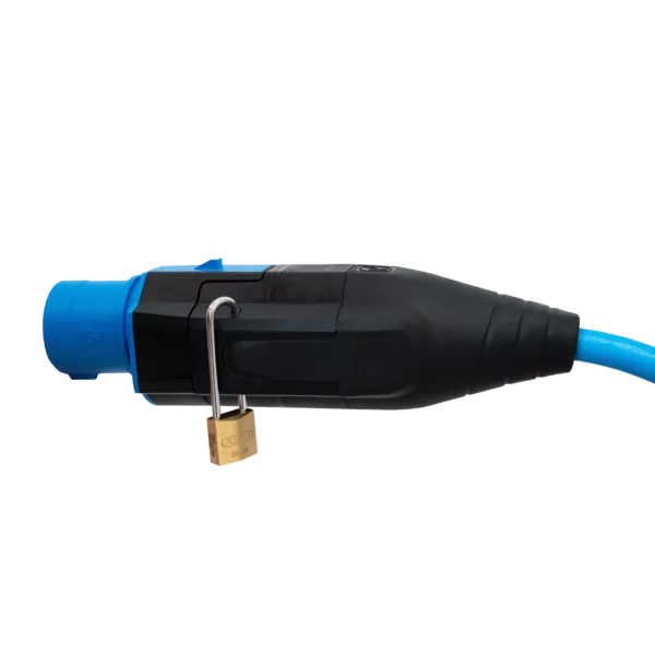 Locking lock for NRGkick plug attachments can be seen on the 16A 3-pin plug