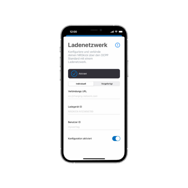 Smart Service OCPP für NRGkick wird in der NRGkick App angezeigt.