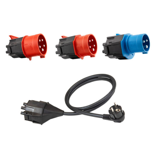 NRGkick Steckeraufsatz Set 16A Standard bestehend aus 32A 5Pol, 16A 5Pol, 16A 3Pol, Typ E+F 13A.