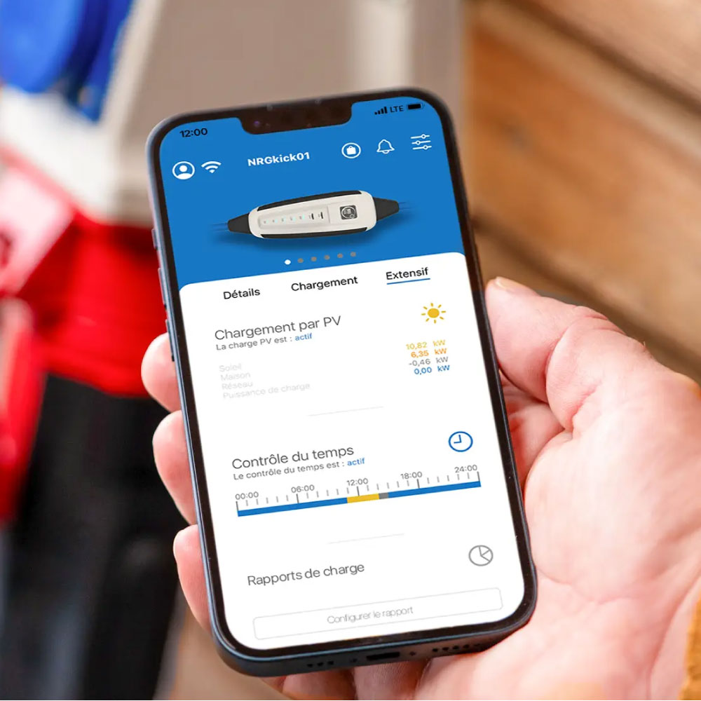L'application NRGkick est appelée sur le smartphone.