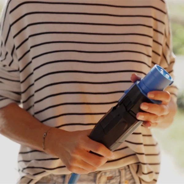 NRGkick plug attachment 32A 3-pin is plugged into the NRGkick charging unit.